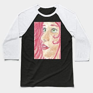 Woman's face red  hair watercolor painting Baseball T-Shirt